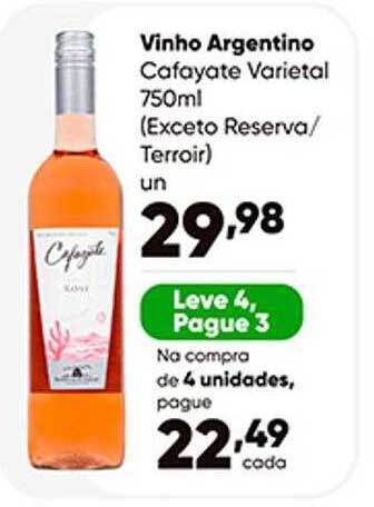 Zaffari Vinho argentino cafayate varietal leve 4 pague 3 oferta