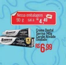 Mart Minas Creme dental sorriso 140g carvão ativado unidade oferta