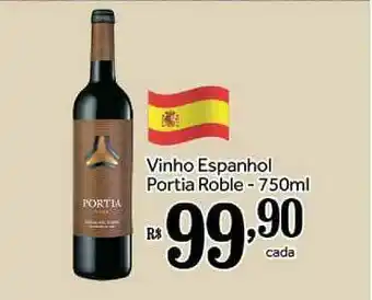 Shibata Supermercados Vinho Espanhol Portia Roble 750ml oferta