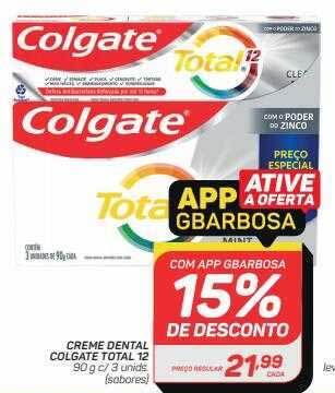 GBarbosa Creme dental colgate total 12 15% de desconto oferta