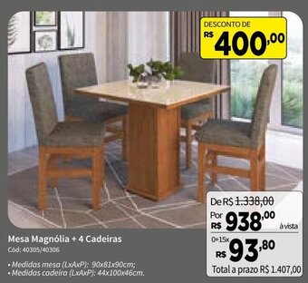 Mesa Magnolia +4 Cadeiras