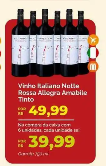 Oba Hortifruti Vinho italiano notte rossa allegra amabile tinto oferta