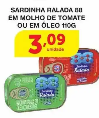 Sardinha ralada 88 em molho de tomate ou em óleo