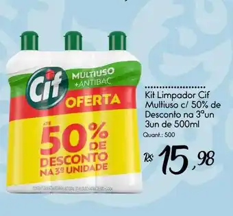 Giassi Supermercados Kit limpador cif multiuso c 50% de desconto na 3°un 3un de 500ml oferta