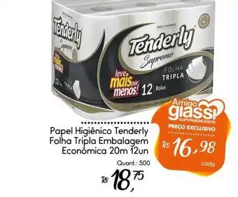 Giassi Supermercados Papel higiênico tenderly folha tripla embalagem econômica oferta