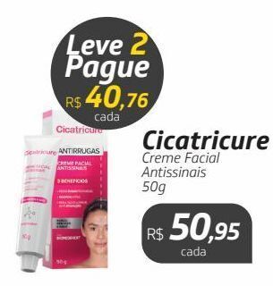 Drogal Cicatricure creme facial antissinais 50g oferta