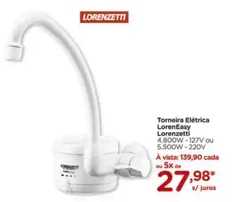 Torneira Eletrica LorenEasy Lorenzetti