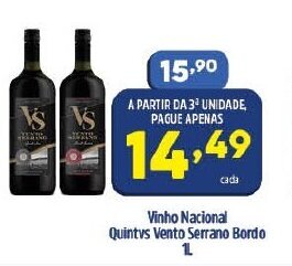Arena Atacado Vinho Nacional Quintvs Vento Serrano Bordo 1l oferta