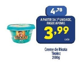 Arena Atacado Creme de ricota Tirolez 200g oferta