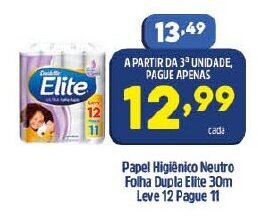 Arena Atacado Papel Higiénico Neutro Folha Dupla Elite 30m Leve 12 Pague 11 oferta