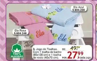 Jogo De Toalhas Com 1 Toalha De Banho E 1 Tolha De Rosto