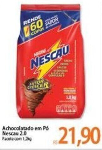 Atacadão Achocolatado em po Nescau 2.0 1.2kg oferta