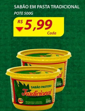 Assaí Atacadista Sabao em Pasta Tradicional pote 500g oferta