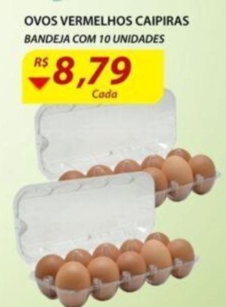 Assaí Atacadista Ovos Vermelhos Caipiras bandeja com 10 unidades oferta