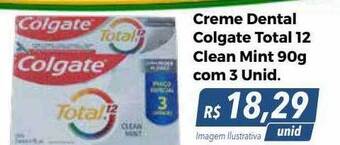 Hiper Moreira Creme dental colgate total 12 clean mint 90g com 3 unid. oferta