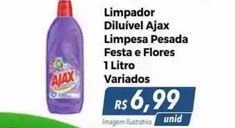 Limpador diluível ajax limpesa pesada festa e flores 1 litro variados