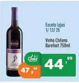 Supermercados Pague Menos Vinho Chileno Barefoot 750ml oferta