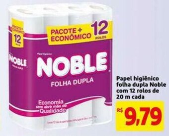 Mercado Extra Papel Higiénico folha dupla Noble com 12 rolos de 20m cada oferta