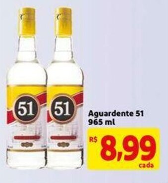 Mercado Extra Aguardente 51 965ml oferta