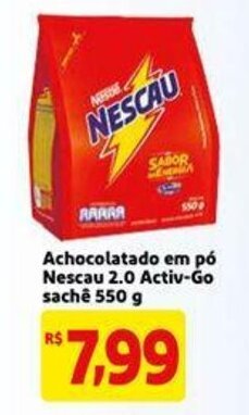 Mercado Extra Achocolatado em po Nescau 2.0 Activ-Go sache 550g oferta