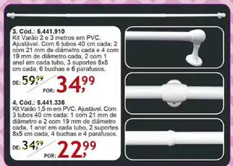 Kit Varão 1.5 M Em Pvc