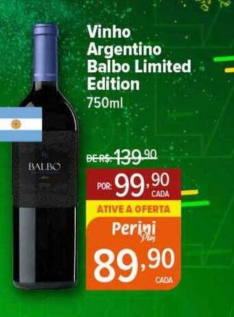 Perini Vinho argentino balbo limited edition oferta