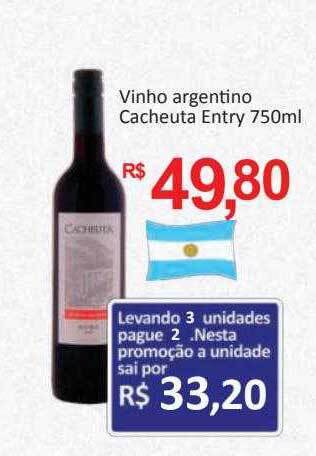 Supermercados Savegnago Vinho argentino cacheuta entry oferta