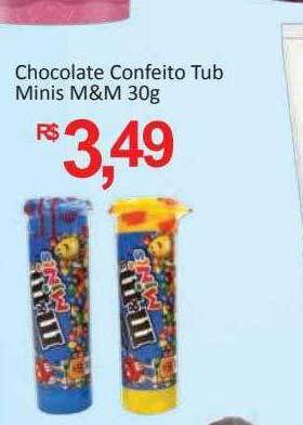 Supermercados Savegnago Chocolate confeito tub minis m&m oferta