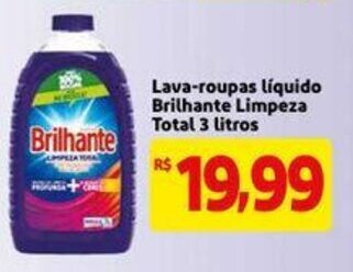 Mercado Extra Lava roupas Liquido Brilhante Limpeza Total 3L oferta