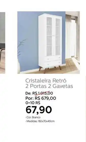 Grupo Formosa Cristaleira Retrô 2 Porta 2 Gavetas oferta