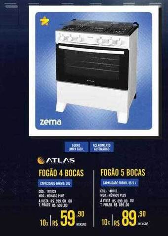 Zema Atlas fogão 4 bocas fogão 5 bocas oferta