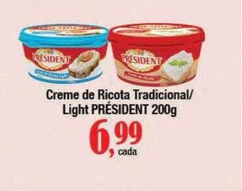 Supermercados Unidos Creme de ricota tradicional light président 200g oferta