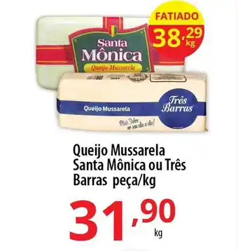 Akki Atacadista Queijo mussarela santa mônica ou três barras peça kg oferta