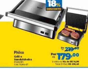 Lojas Becker Philco grill e sanduicheira oferta