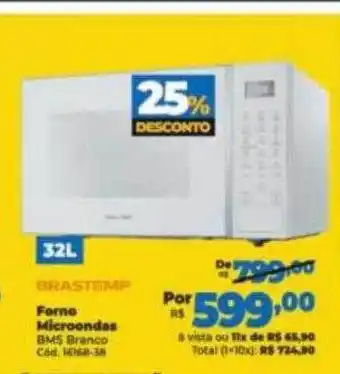 Lojas Becker Forno microondas 32l brastemp 25% desconto oferta