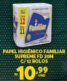 Papel Higiénico Familiar Supreme Folha Dupla 12 Rolos 20m
