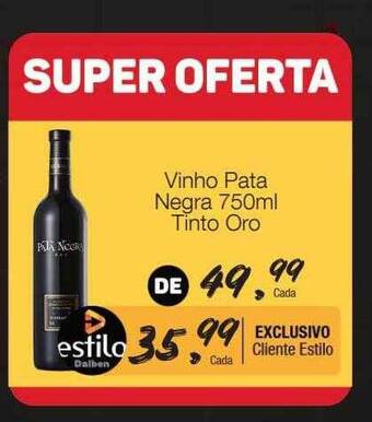 Supermercado Dalben Vinho pata negra tinto oro oferta