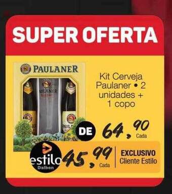 Supermercado Dalben Kit cerveja paulaner 2 + 1 copo oferta