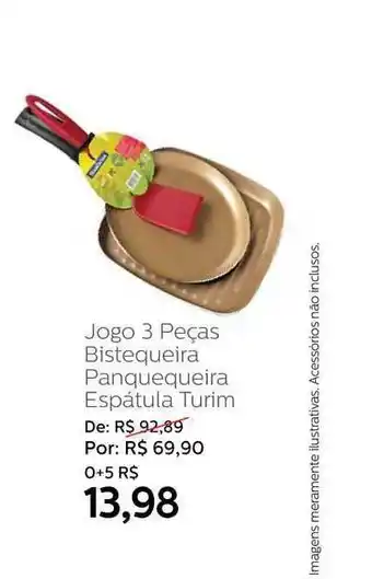 Jogo 3 Peças Bistequeira Panquequeira Espátula Turim