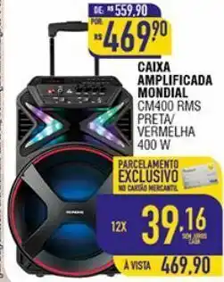 Mercantil Rodrigues Caixa amplificada mondial cm400 rms 400 w oferta