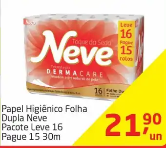 Tenda Atacado Papel higiênico folha dupla neve pacote leve 16 pague 15 30m oferta