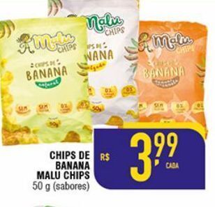 Mercantil Rodrigues Chips de banana malu chips 50g sabores oferta