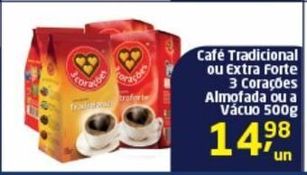 Tenda Atacado Café tradicional ou extra forte 3 corações almofada ou a vácuo 500g oferta