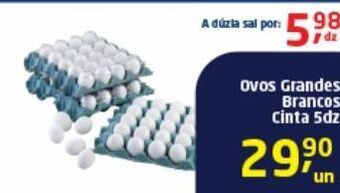 Ovos grandes brancos cinta 5dz