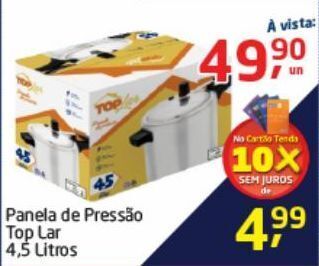 Tenda Atacado Panela de pressão top lar 4,5 litros oferta