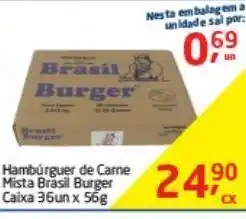 Tenda Atacado Hambúrguer de carne mista brasil burguer caixa 36un x 56g oferta