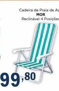 Supermercados Mundial Cadeira de praia de aço mor reclinável 4 posições oferta