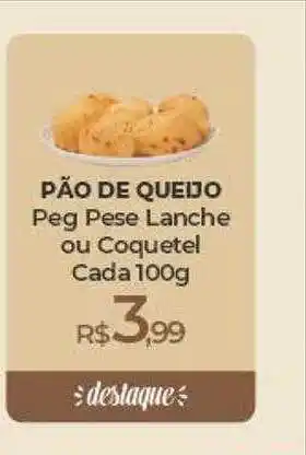 Peg Pese Pão de queijo peg pese lanche ou coquetel oferta
