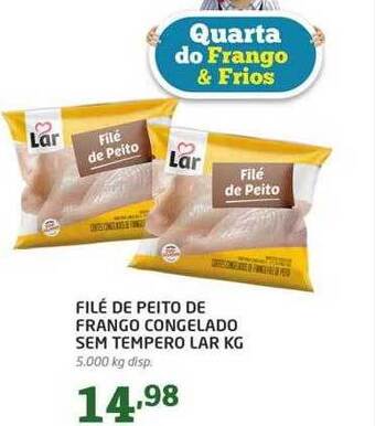 Cooper Filé de peito de frango congelado sem tempero lar kg oferta