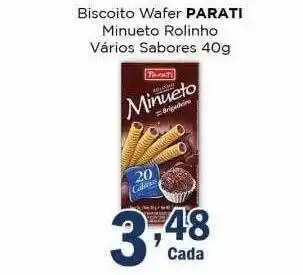 Supermercados Mundial Biscoito wafer parati minueto rolinho vários sabores oferta